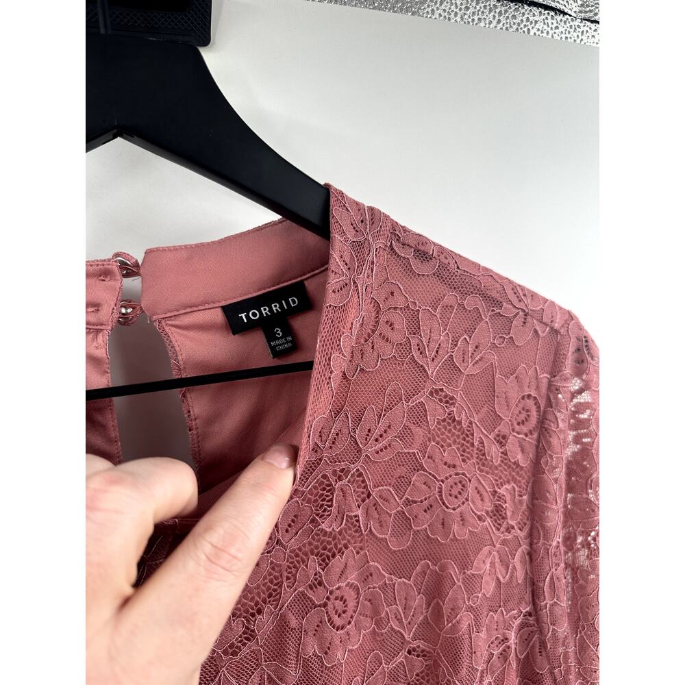 Torrid - Mini Lace High Neck Skater Dress Mauve Size 3 - Picture 5 of 10